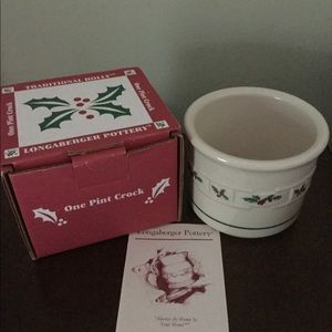 Longaberger One Pint Salt Crock NEW